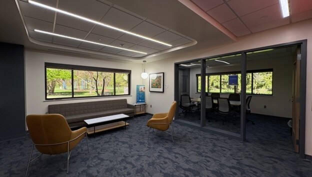 ASH lab waiting room with seating and 1202 conference room in the background